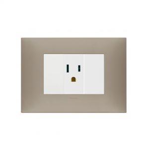 Tomacorriente 2P + T15 A 127V + placa tortora mate Línea NEVE UP vimar