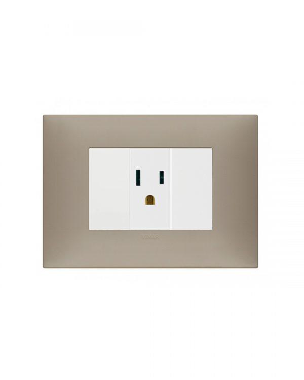 Tomacorriente 2P + T15 A 127V + placa tortora mate Línea NEVE UP vimar
