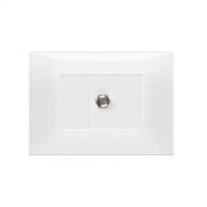 Toma del conector coaxial tipo F + Placa blanca Línea NEVE UP vimar