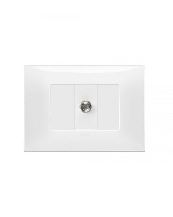 Toma del conector coaxial tipo F + Placa blanca Línea NEVE UP vimar