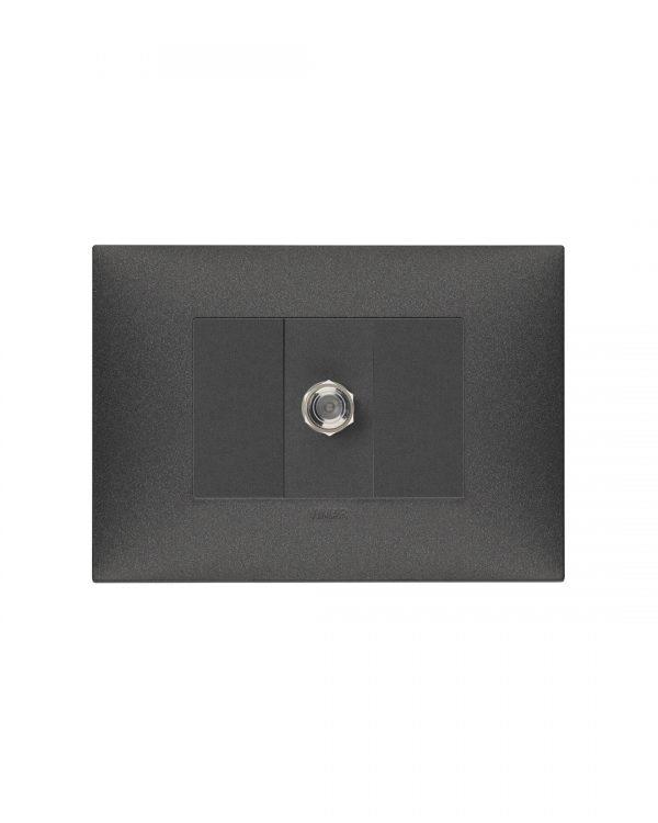 Toma coaxial “TV” conec hembra tipo F carbón mate Línea NEVE UP vimar
