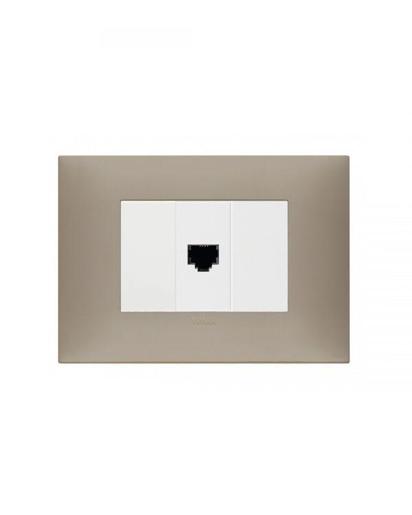 Toma del conector Rj11 4 contactos + placa tortora mate Línea NEVE UP vimar