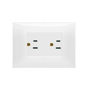 Doble toma sicury 2P + T15 A usa + Saso blanco Línea NEVE UP vimar