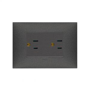 Dos tomas 2P + T15 A 127V estándares USA + saso carbón mate Línea NEVE UP vimar