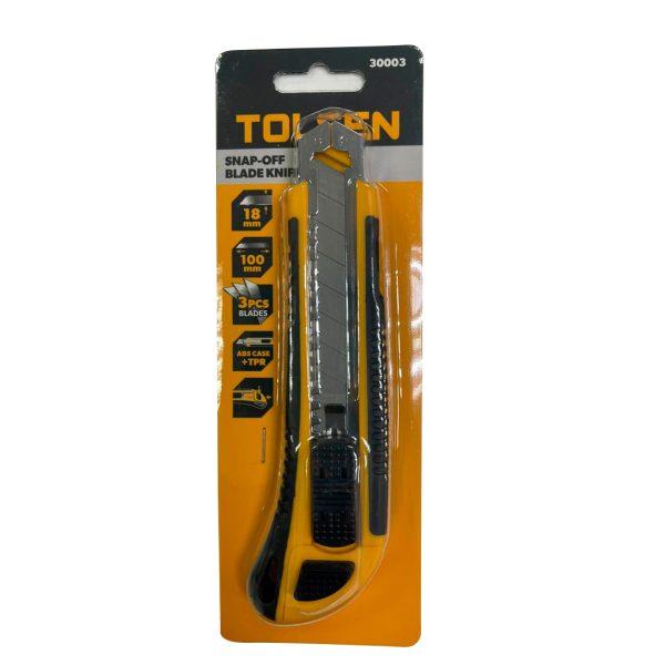 Cuchilla retractil marca TOLSEN incluye 3 hojillas de 18x100mm